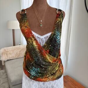 Y2K Style Dots Multi Color Wrap Front Top Embellished Ring Hardware Size